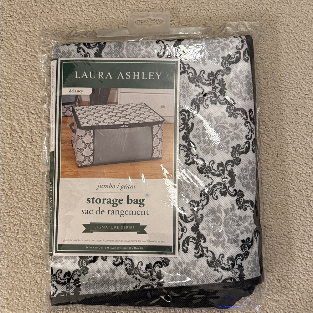 NWT Laura Ashley Black and White Damask Closet Organizers 3 piece Set - Picture 3 of 3